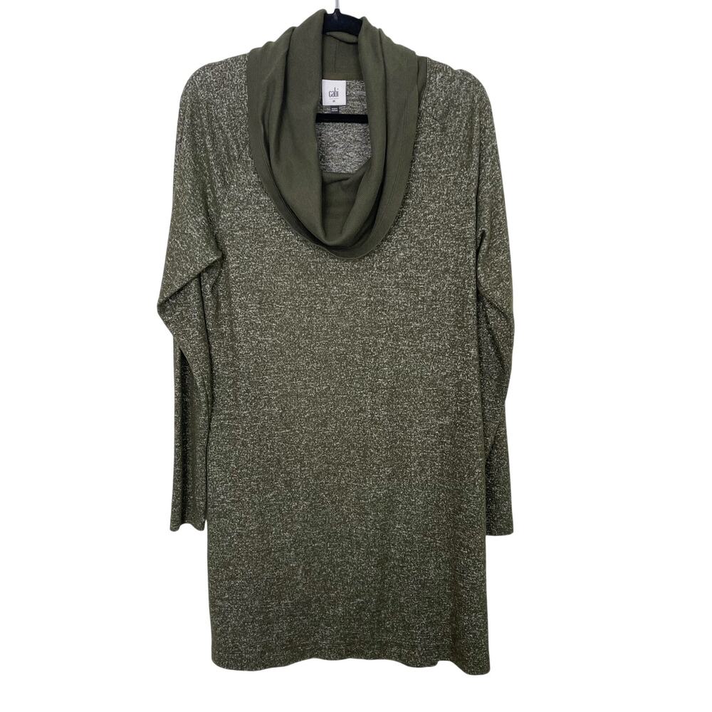 CAbi Solice Olive Green Cowl Neck Dress Medium M #4016 Long Sleeve Sweater Soft